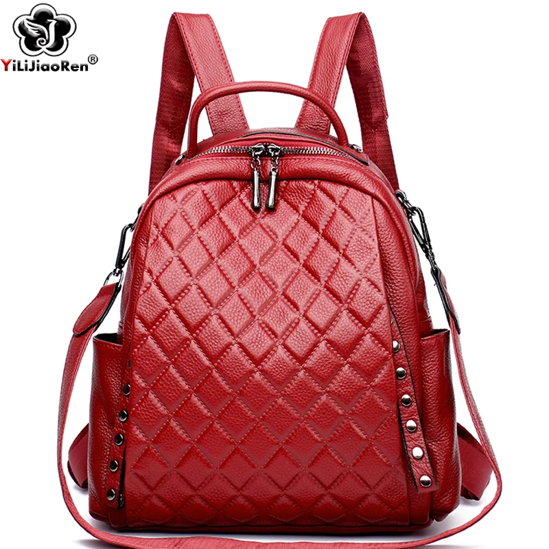 Luxury Bags For School - Echtes Leder Rucksack Frauen Schulter Tasche