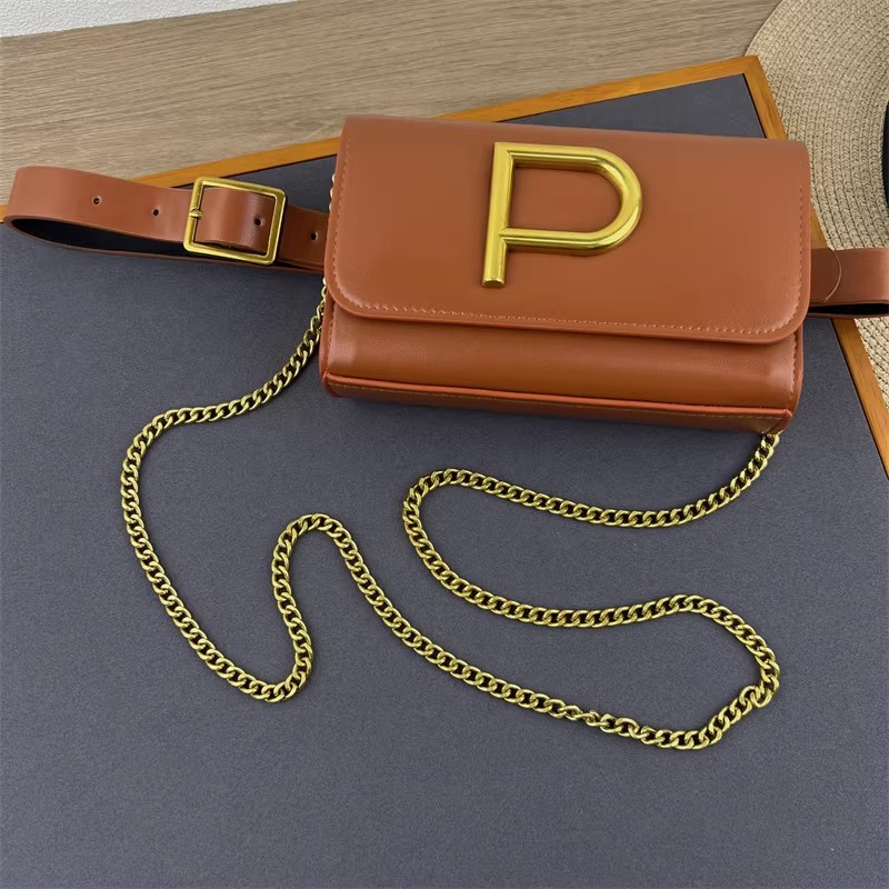 Belt Bag Leather Wide - Damen Designer P-Buchstaben PU-Leder Tasche Korsett