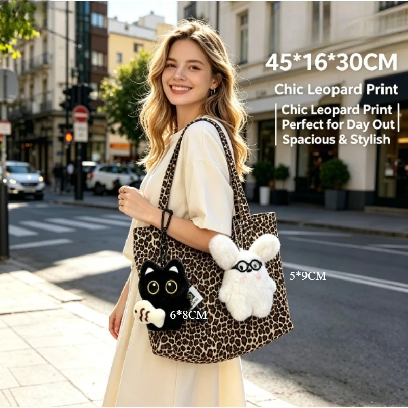 Quiet Luxury Bags Tote - 2026 Leopardenmuster Canvas-Tragetasche Lässige Große Kapazität