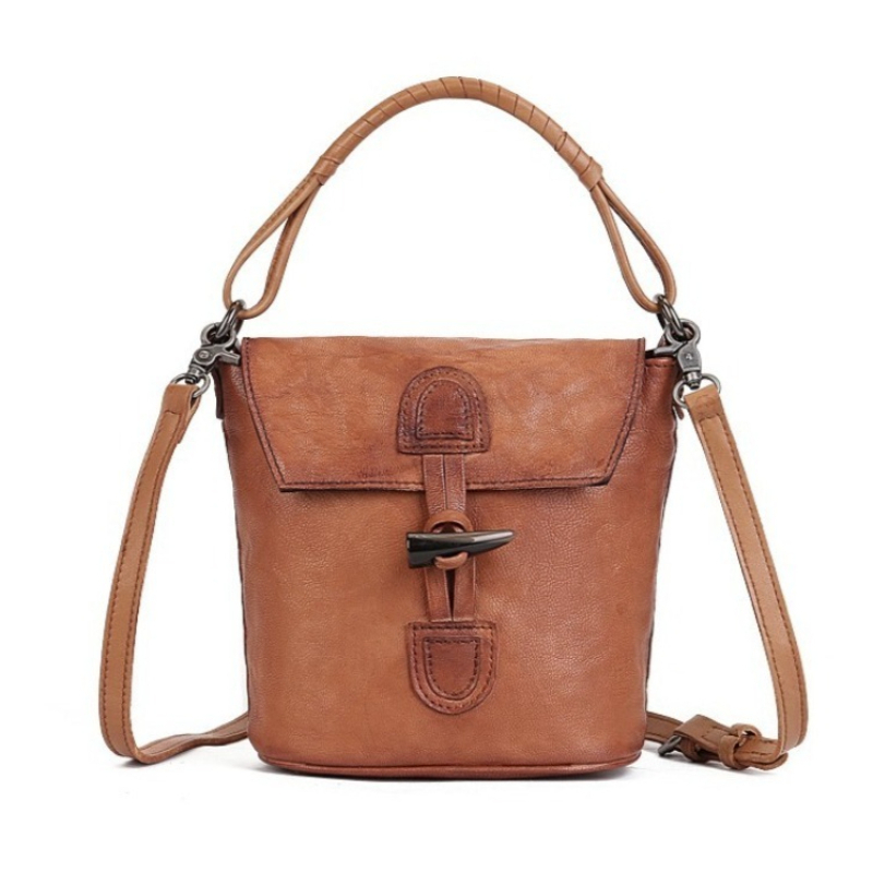 Luxury Bags Everyday - Vintage Bucket Bag für Damen, Echtleder