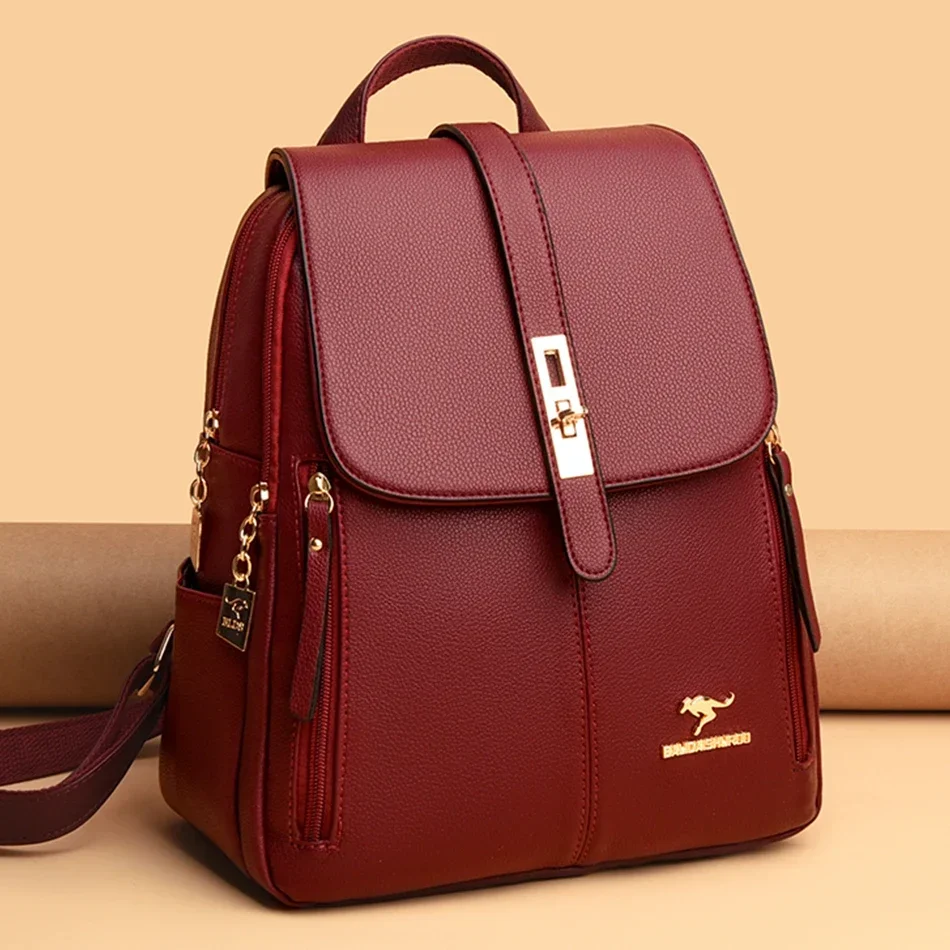Luxury Bags For School - Damen-Rucksack aus Leder mit großer Kapazität,