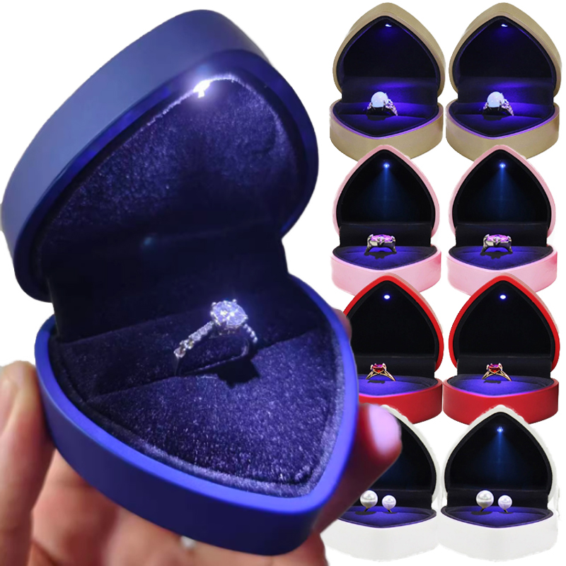 Luxury Bags List - Kreative LED-Schmuckringbox Luxuriöse Herzförmige Ringbox Präsentationsverpackung