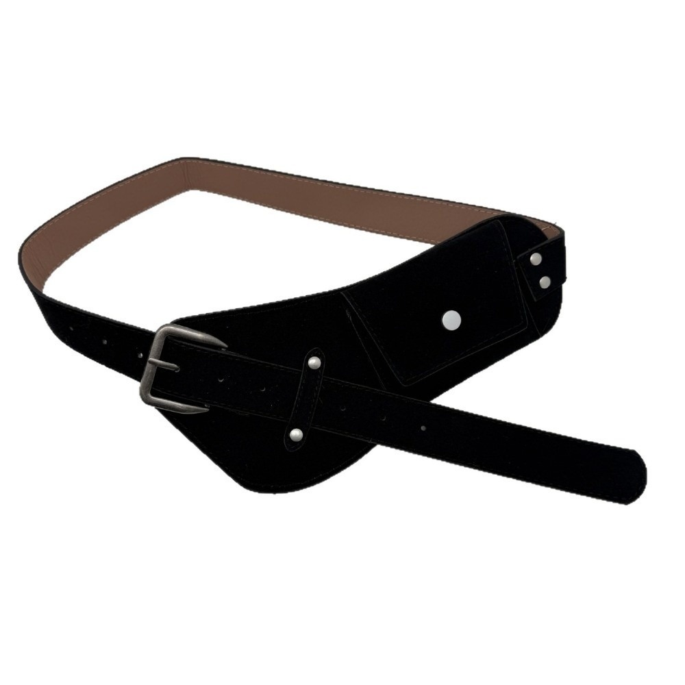 Belt Bag Leather Wide - Modischer PU-Gürtel mit Dornschließe, cooler Maillard-Taillengürtel
