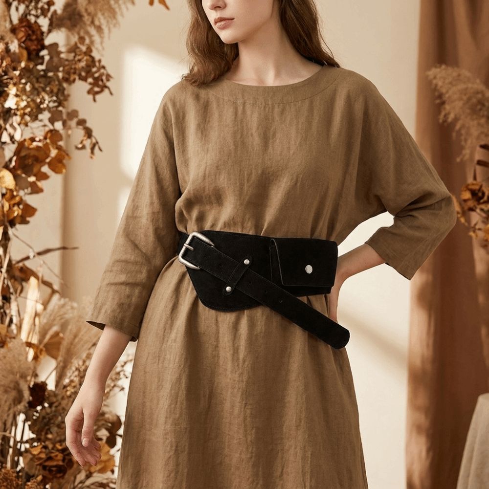 Belt Bag Leather Wide - Modischer PU-Gürtel mit Dornschließe, breiter Legierungsgürtel